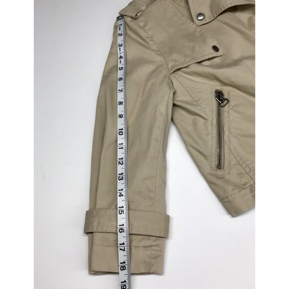 GAP Women’s Full Zip Biker Jacket Size XS Solid Khaki Beige Long Sleeves EUC - Picture 12 of 12